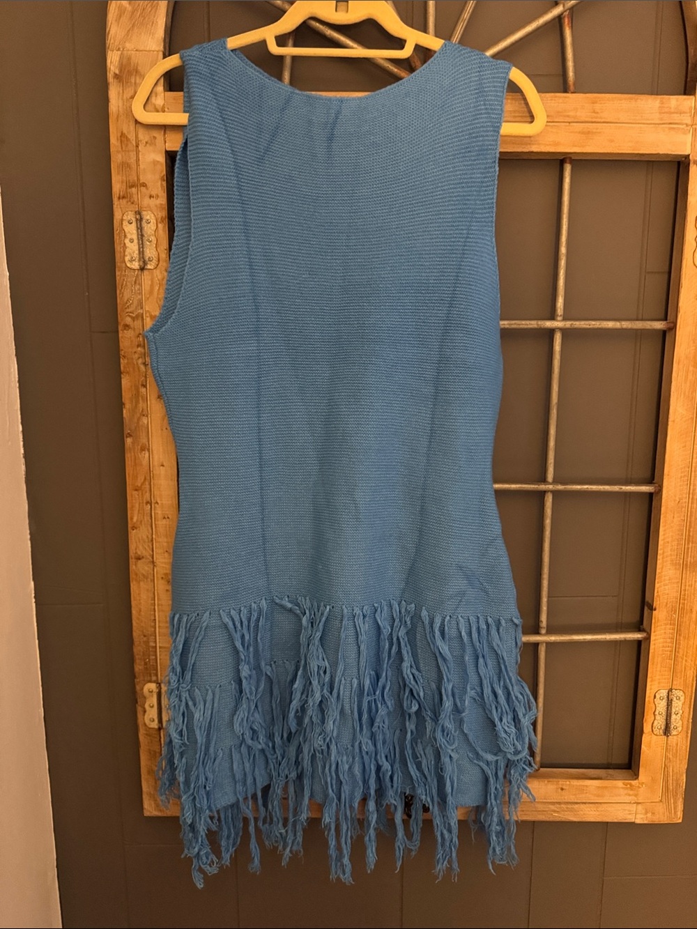 Blue Fringe Knit Girls' Dress